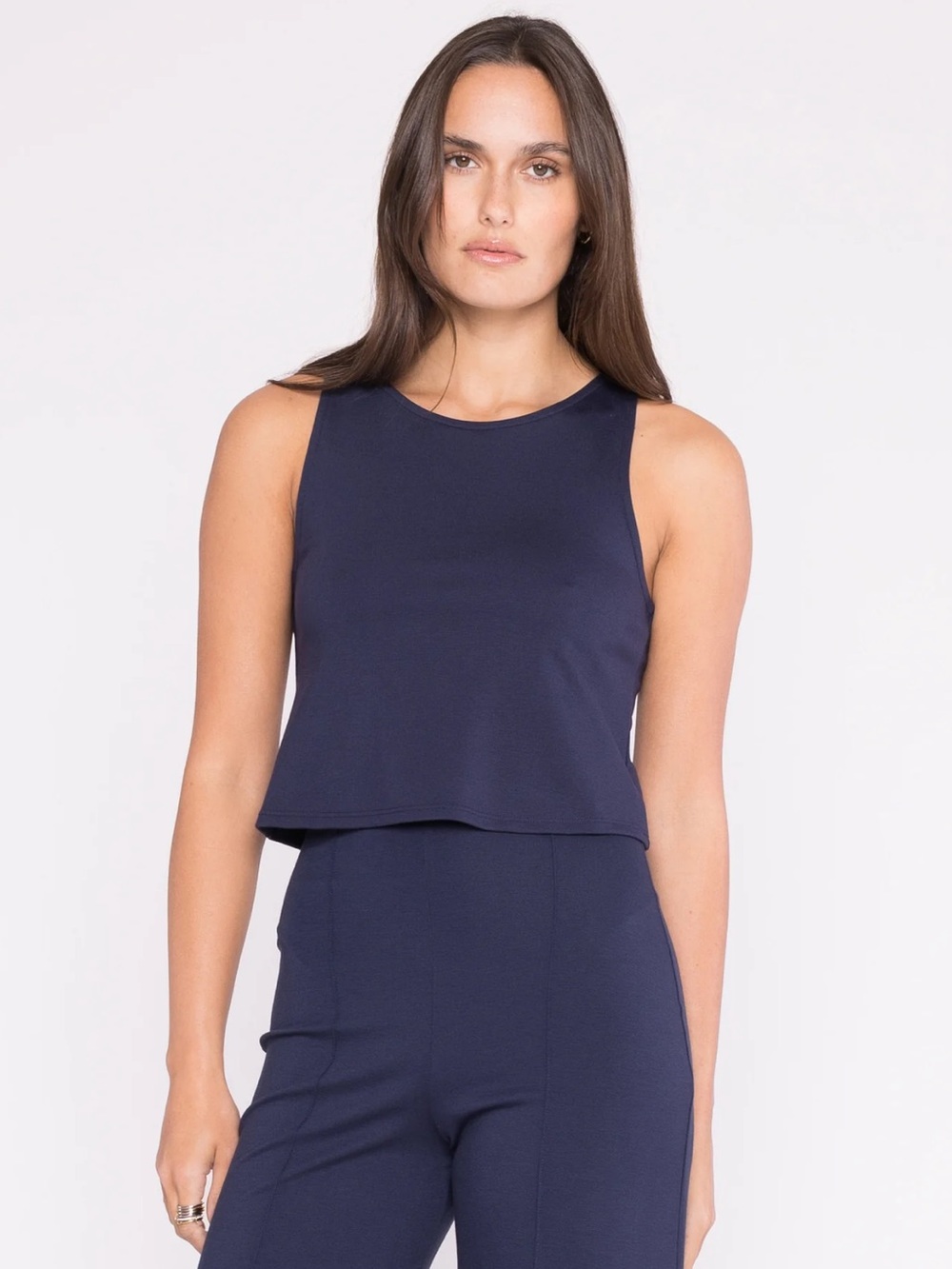 RIPLEY RADER ponte knit tank top in navy racerback size 4/Large